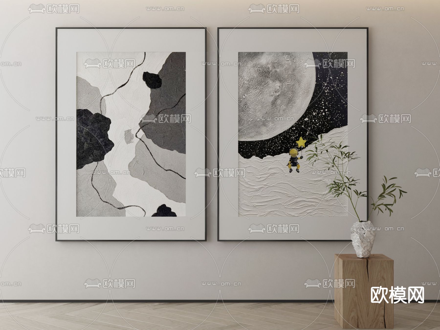 现代装饰画 油画 抽象画3d模型下载_ID14278721_3dmax免费模型-欧模网
