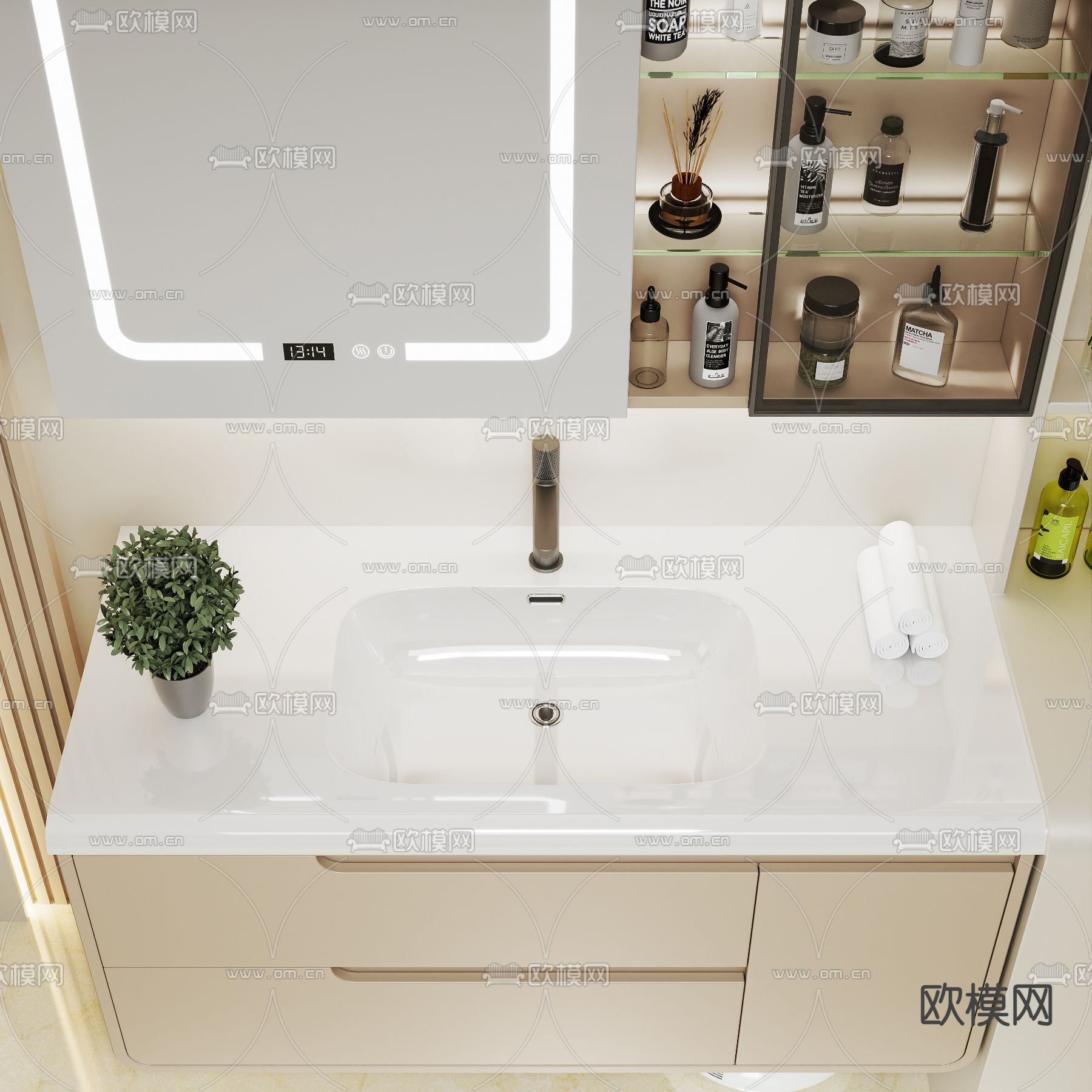 洗手台 镜柜 浴室柜3d模型下载（渲染图3）