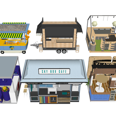  移动店面 商铺摊位su模型 