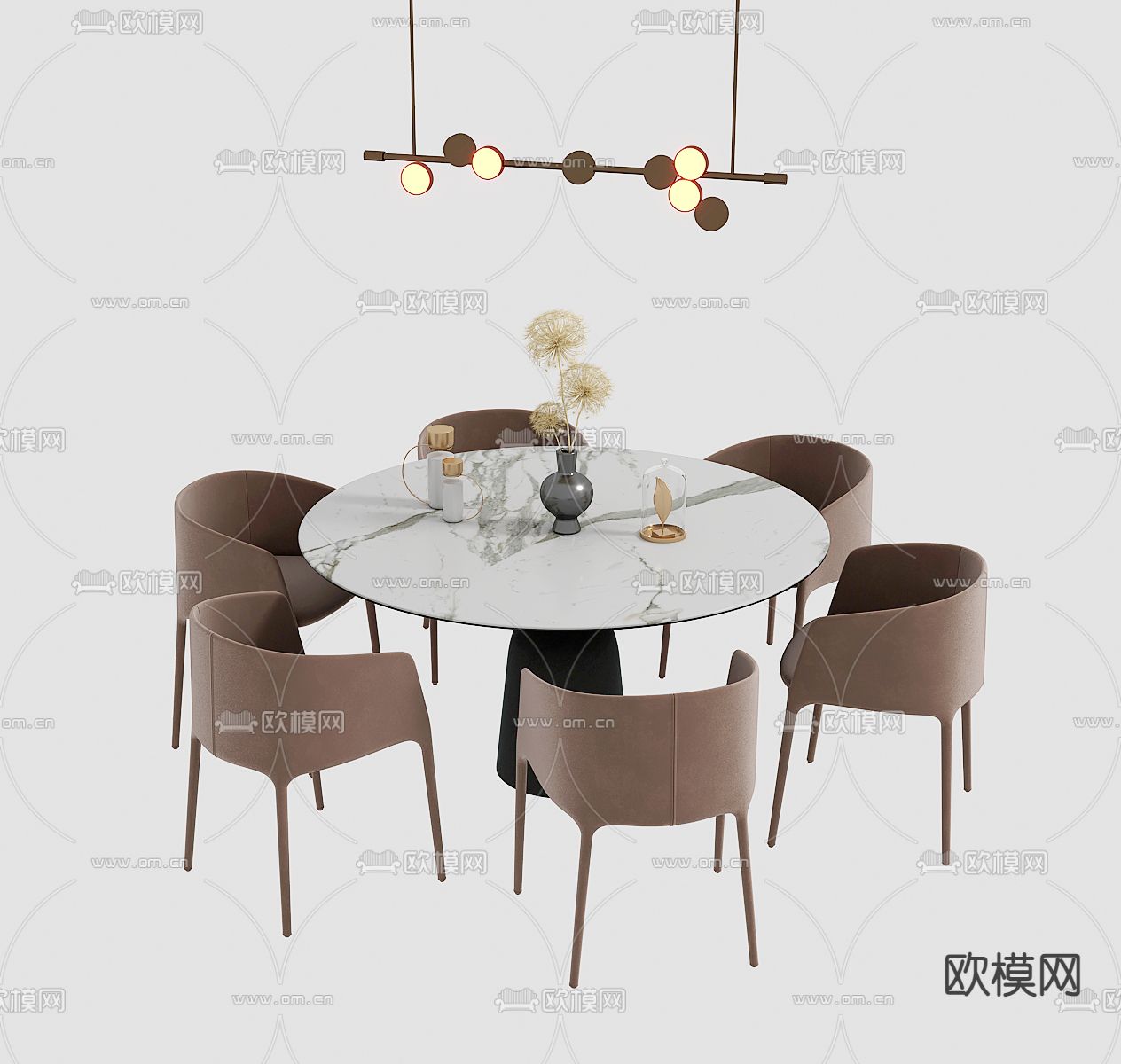 圆形餐桌椅3d模型下载