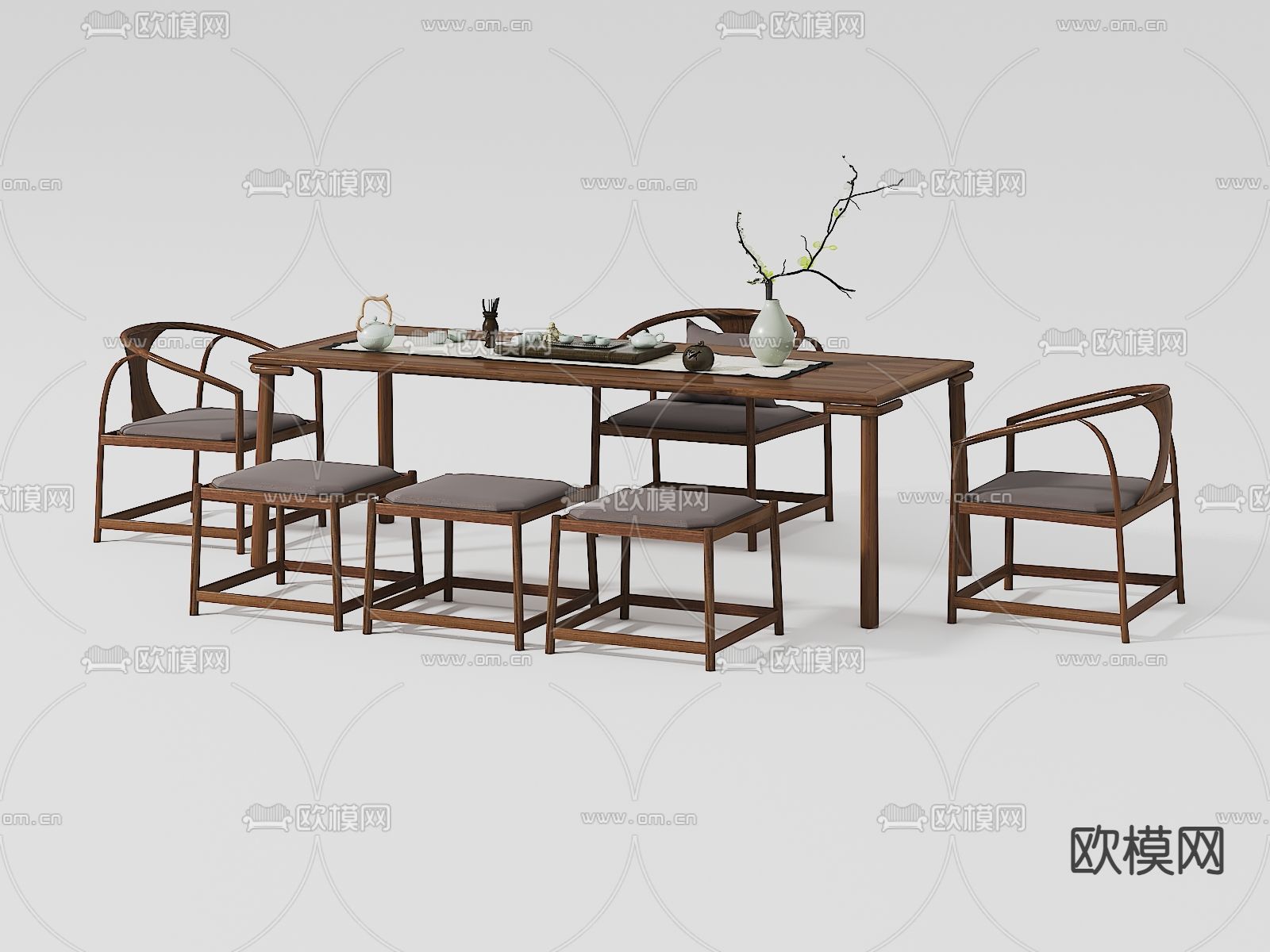 新中式茶桌 茶台3d模型下载