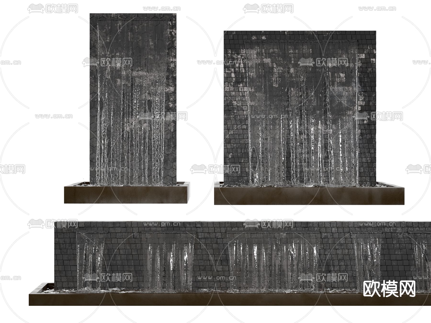 喷泉小品 流水 瀑布3d模型下载