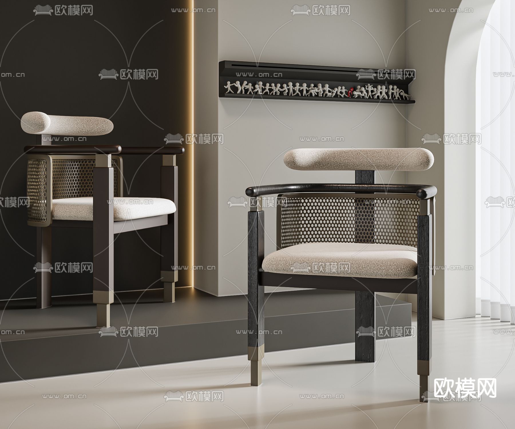 新中式椅子 餐椅3d模型下载_ID14279085_3dmax免费模型-欧模网