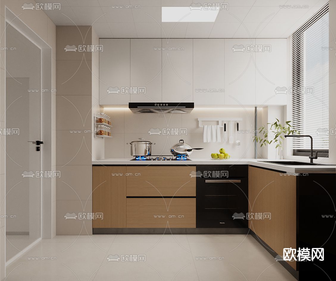 奶油风客厅 餐厅3d模型下载（渲染图4）