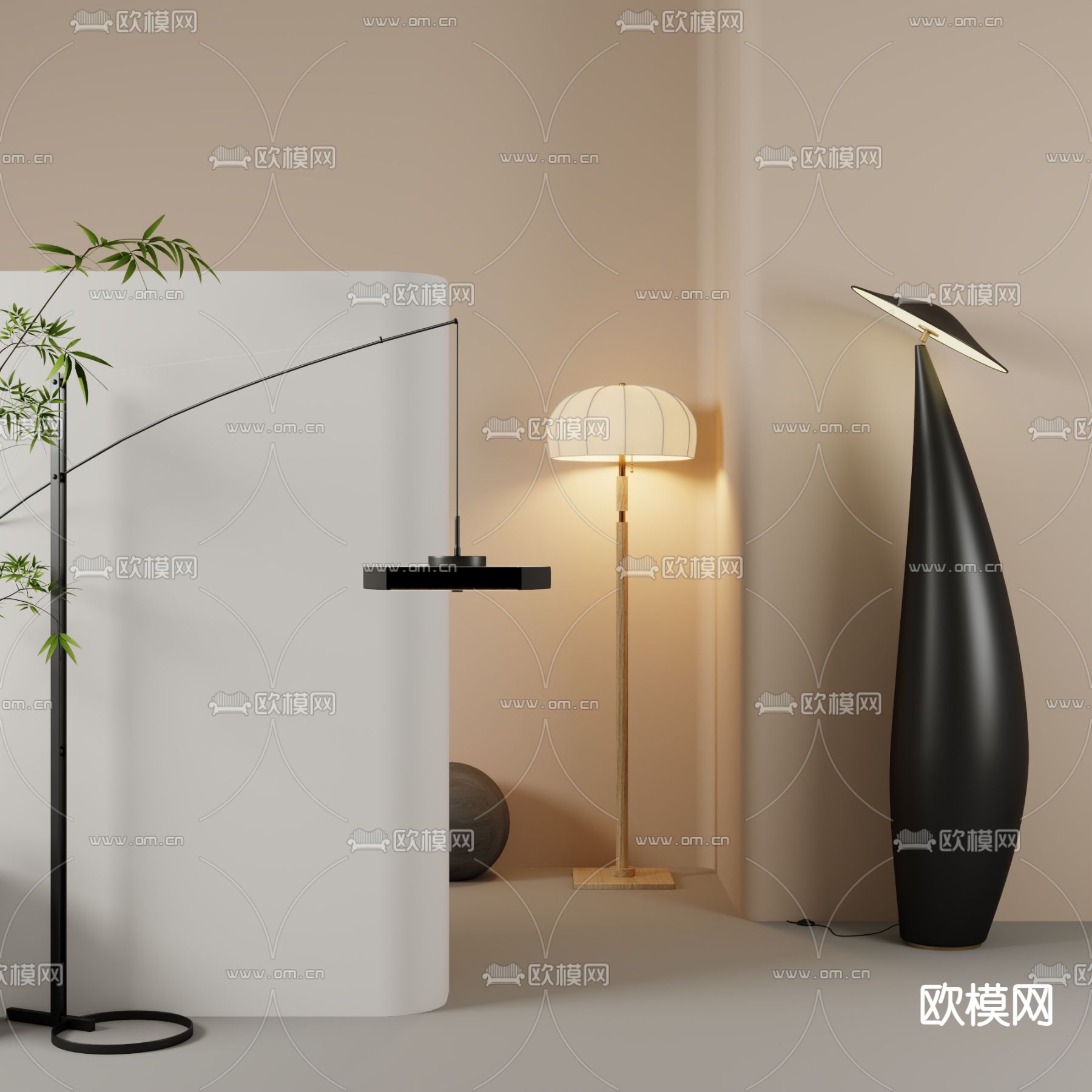 落地灯 钓鱼灯3d模型下载