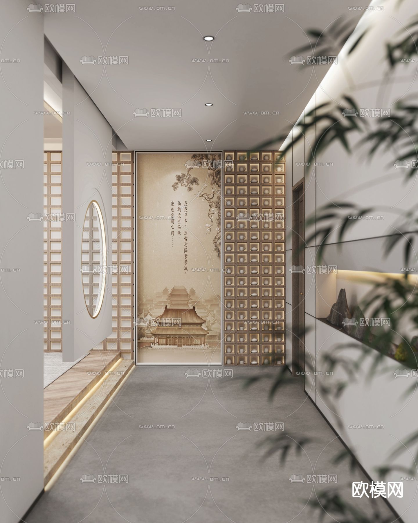茶楼走廊 过道3d模型下载（渲染图2）