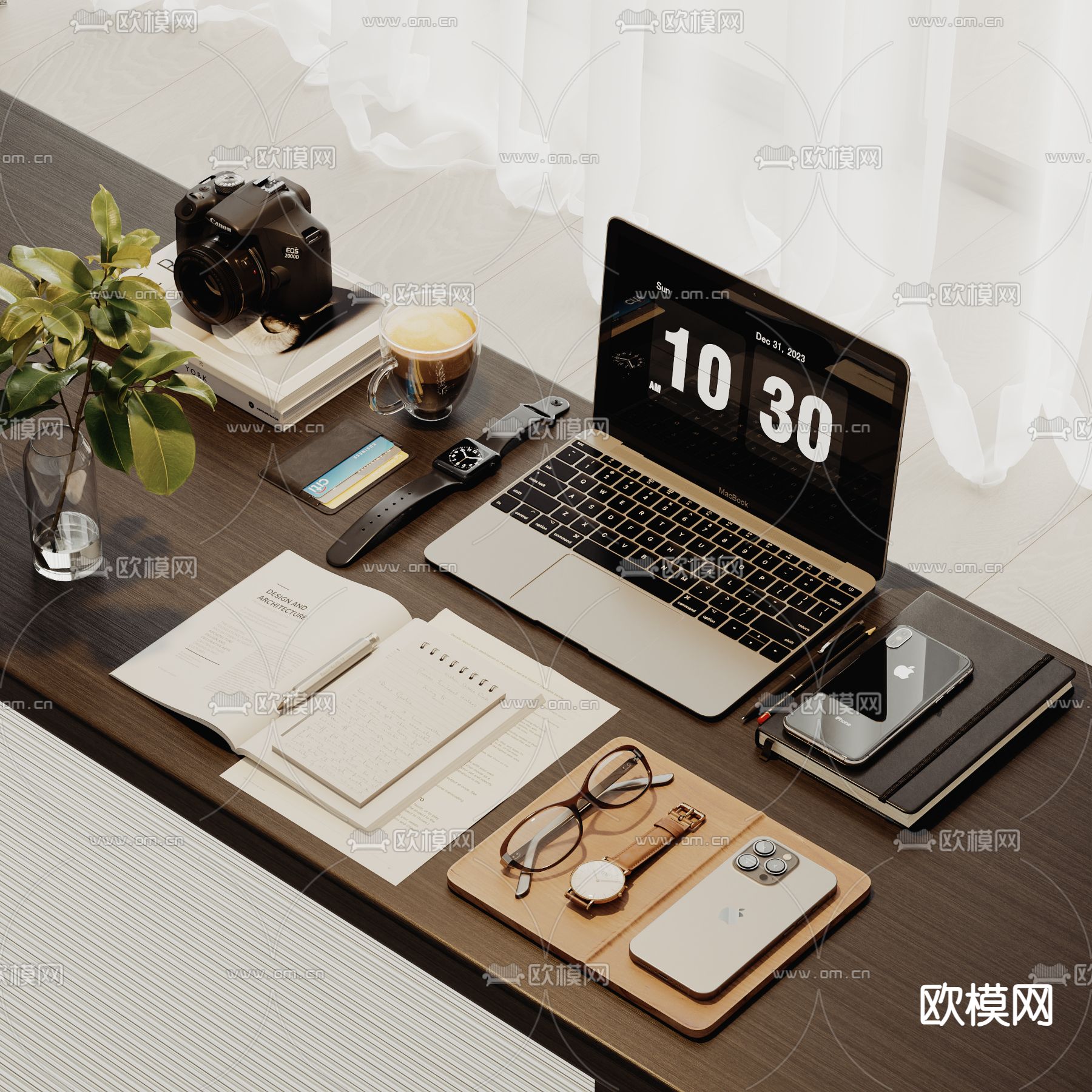 笔记本电脑 眼镜 文具 办公用品3d模型下载