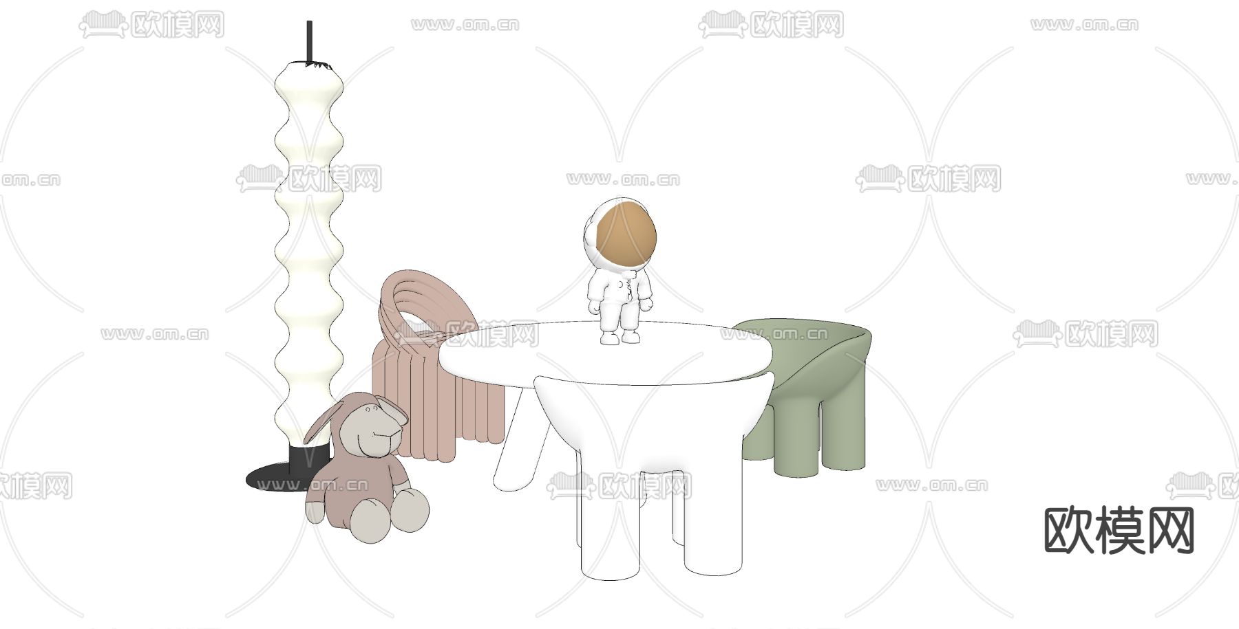 儿童休闲桌椅su模型下载（渲染图2）