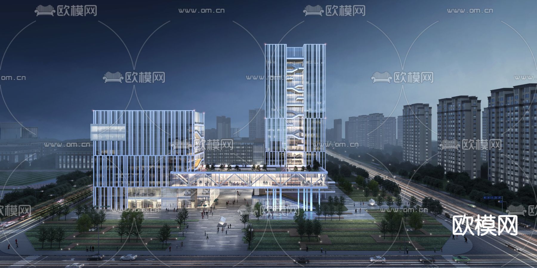 办公楼 产业园外观3d模型下载