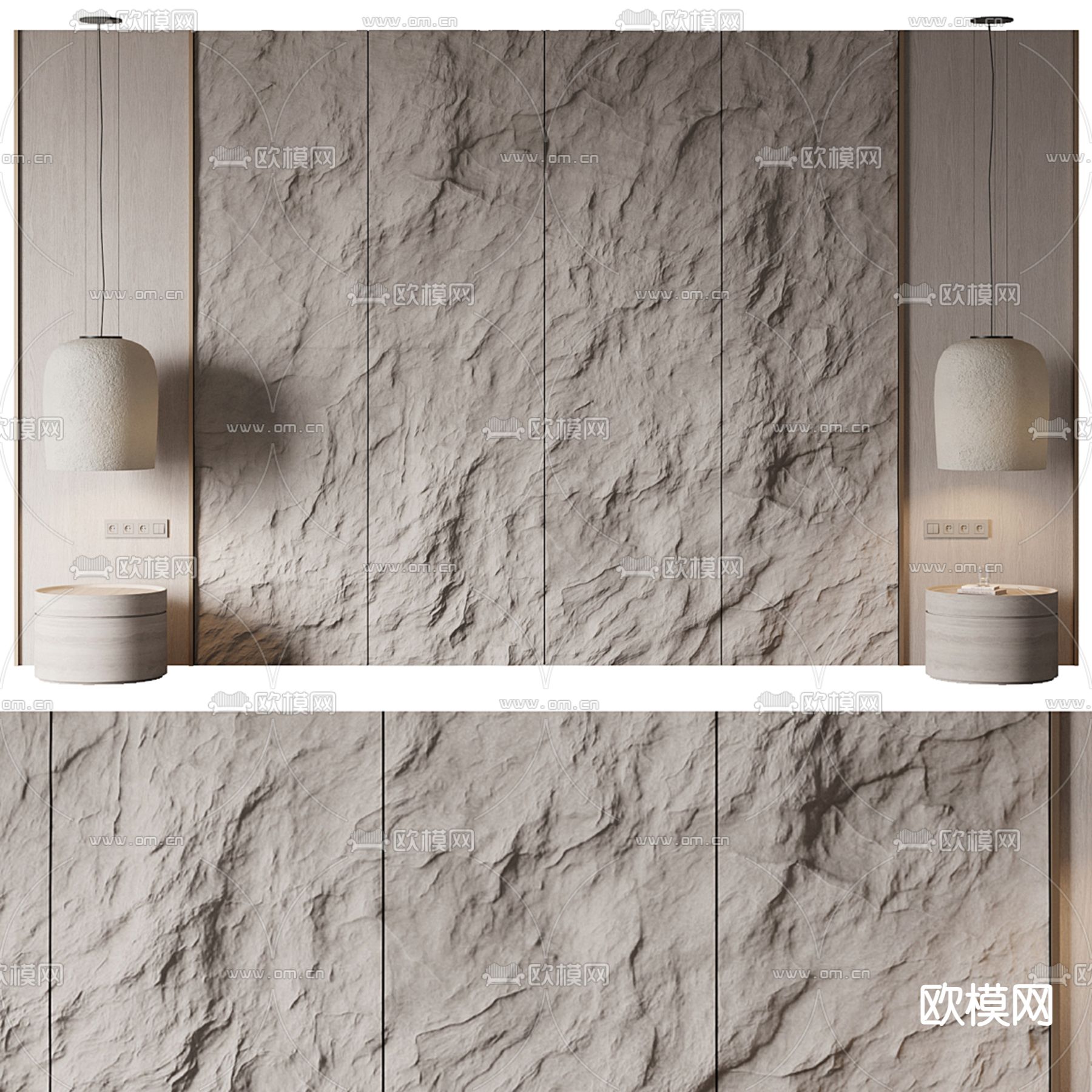 岩石墙 毛石墙 石材墙 床头背景3d模型下载