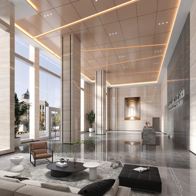  现代公司大堂su模型 