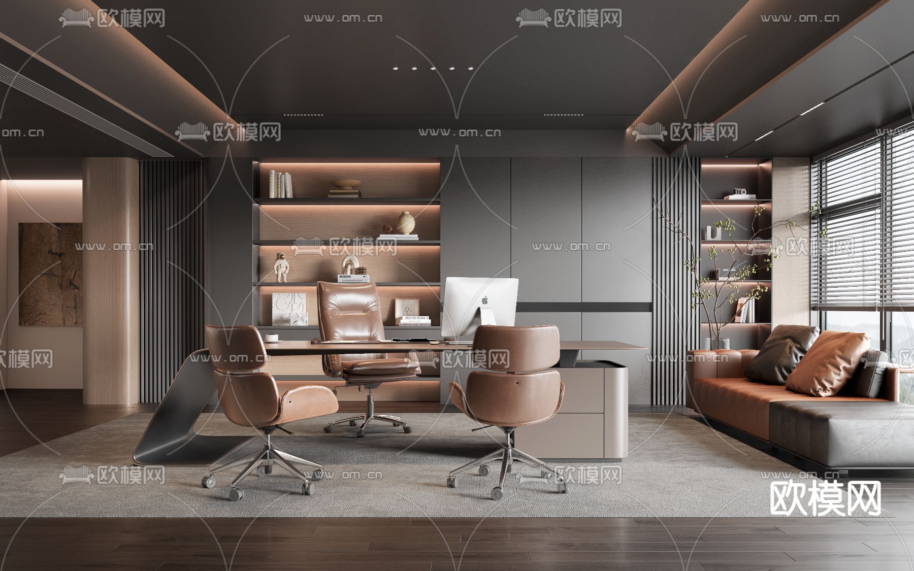 总经理室 董事长室3d模型下载（渲染图1）