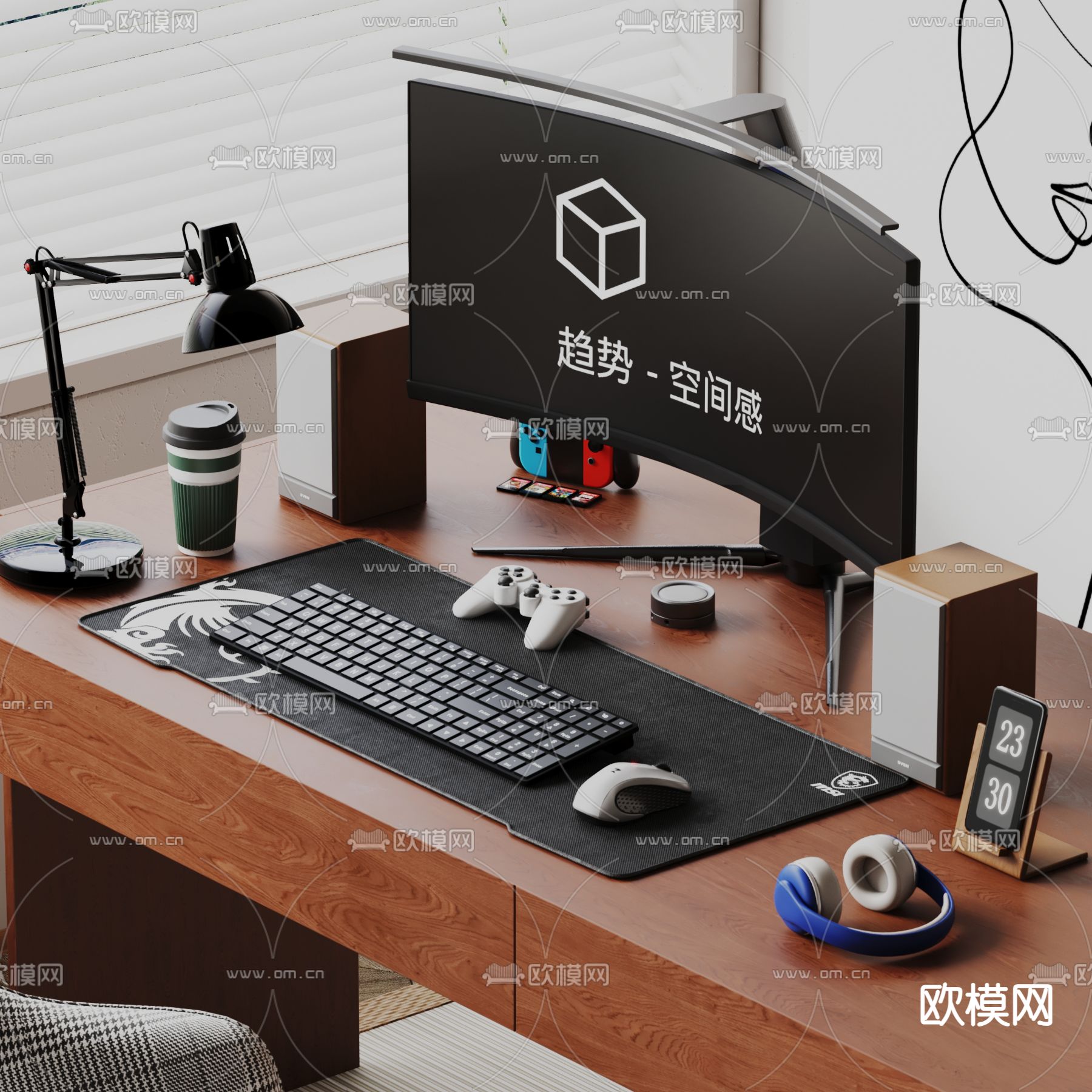 台式电脑 键盘鼠标 游戏机 办公用品3d模型下载