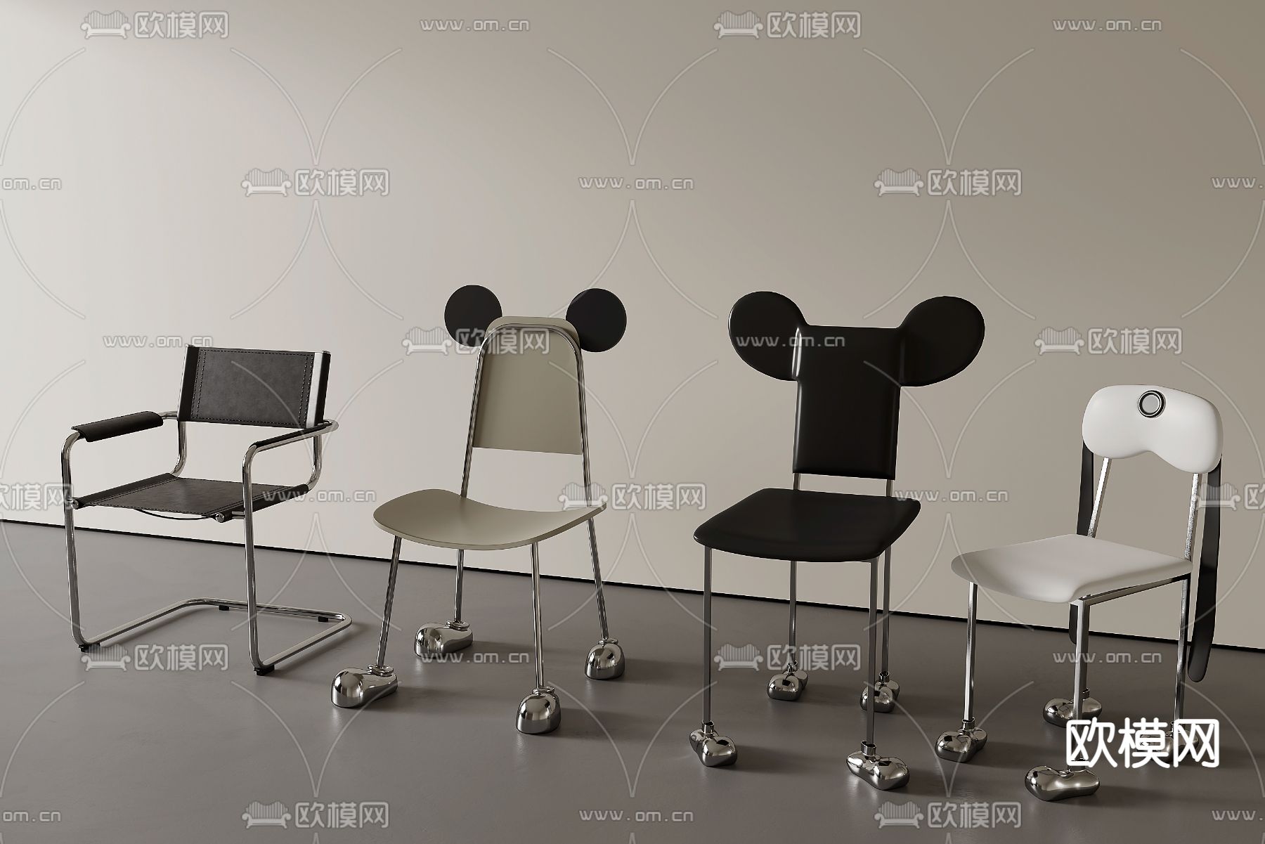 儿童椅 米奇椅 狗狗椅 卡通椅3d模型下载