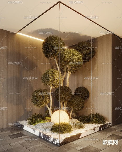 室内造景 植物堆 玻璃罩3d模型下载