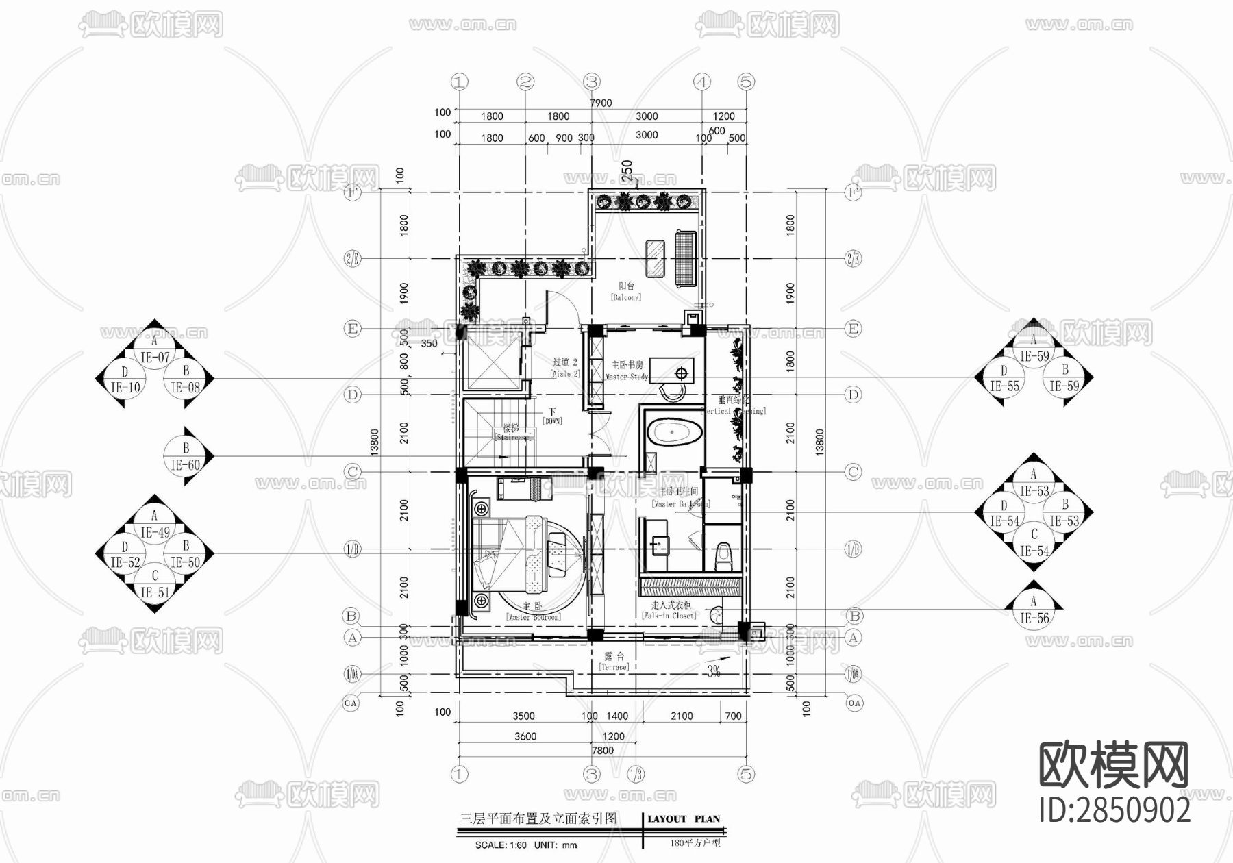 五層新中式小別墅室內(nèi)施工圖 家裝 私宅 豪宅 別墅 洋房cad施工圖下載（渲染圖3）