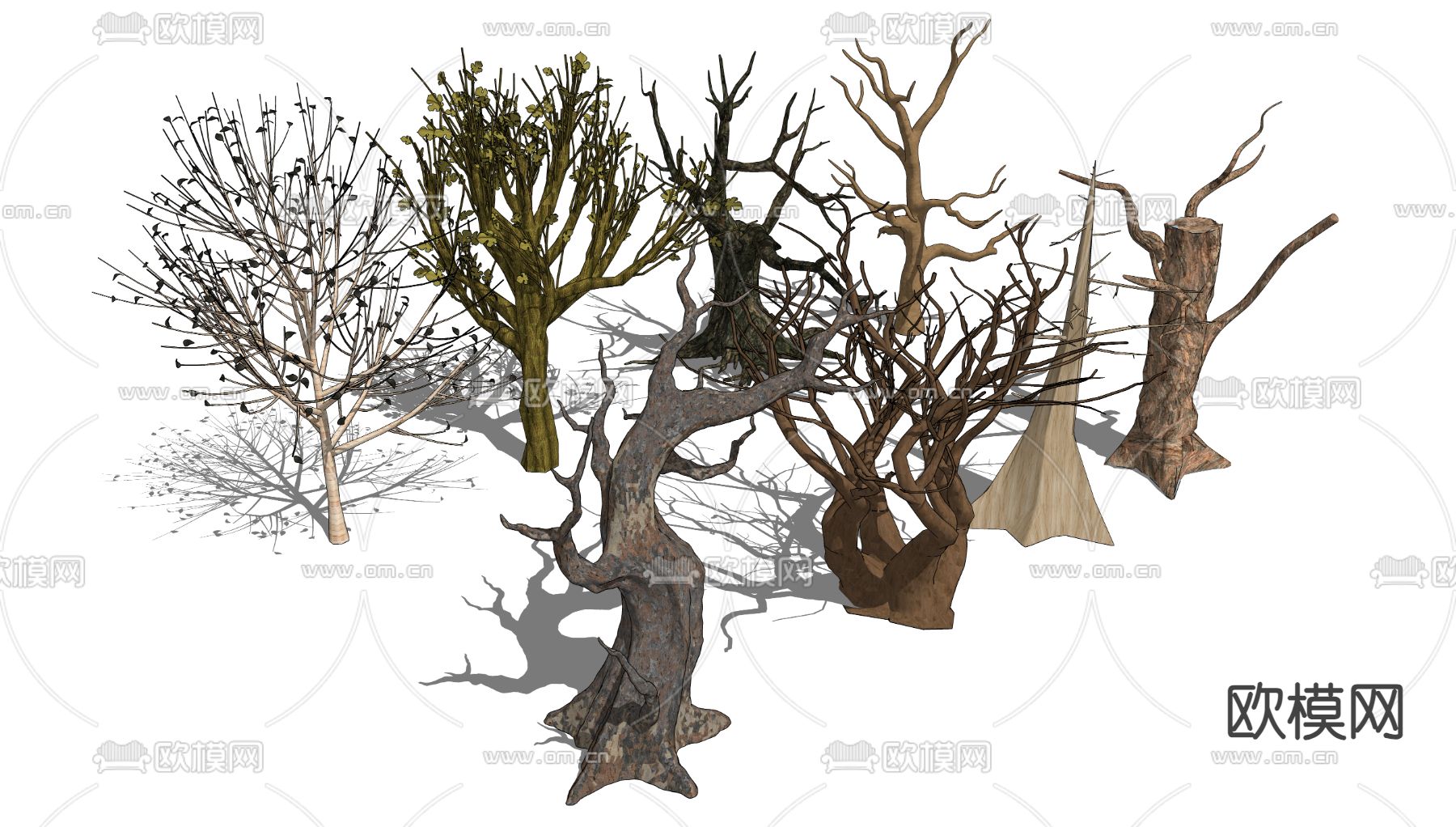 枯树木 树枝树杆su模型下载（渲染图2）