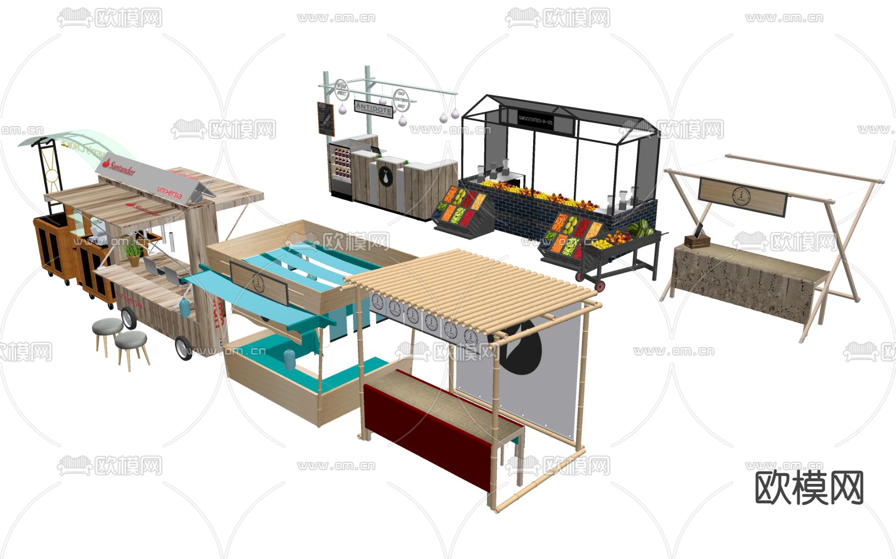 移动店面 商铺摊位su模型下载