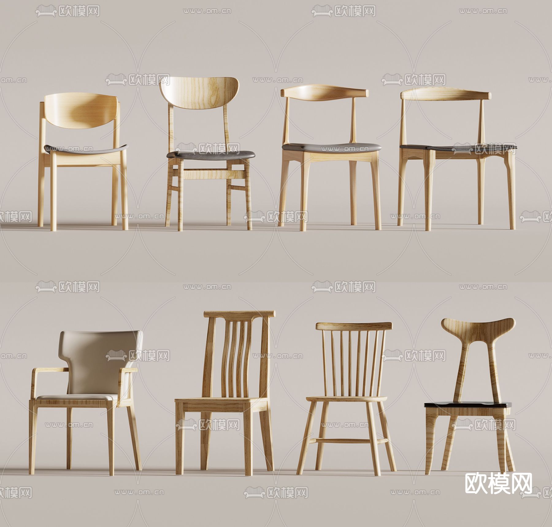 侘寂椅子 餐椅 单椅3d模型下载