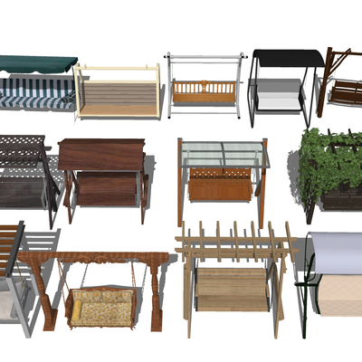  秋千 摇椅 吊椅su模型 