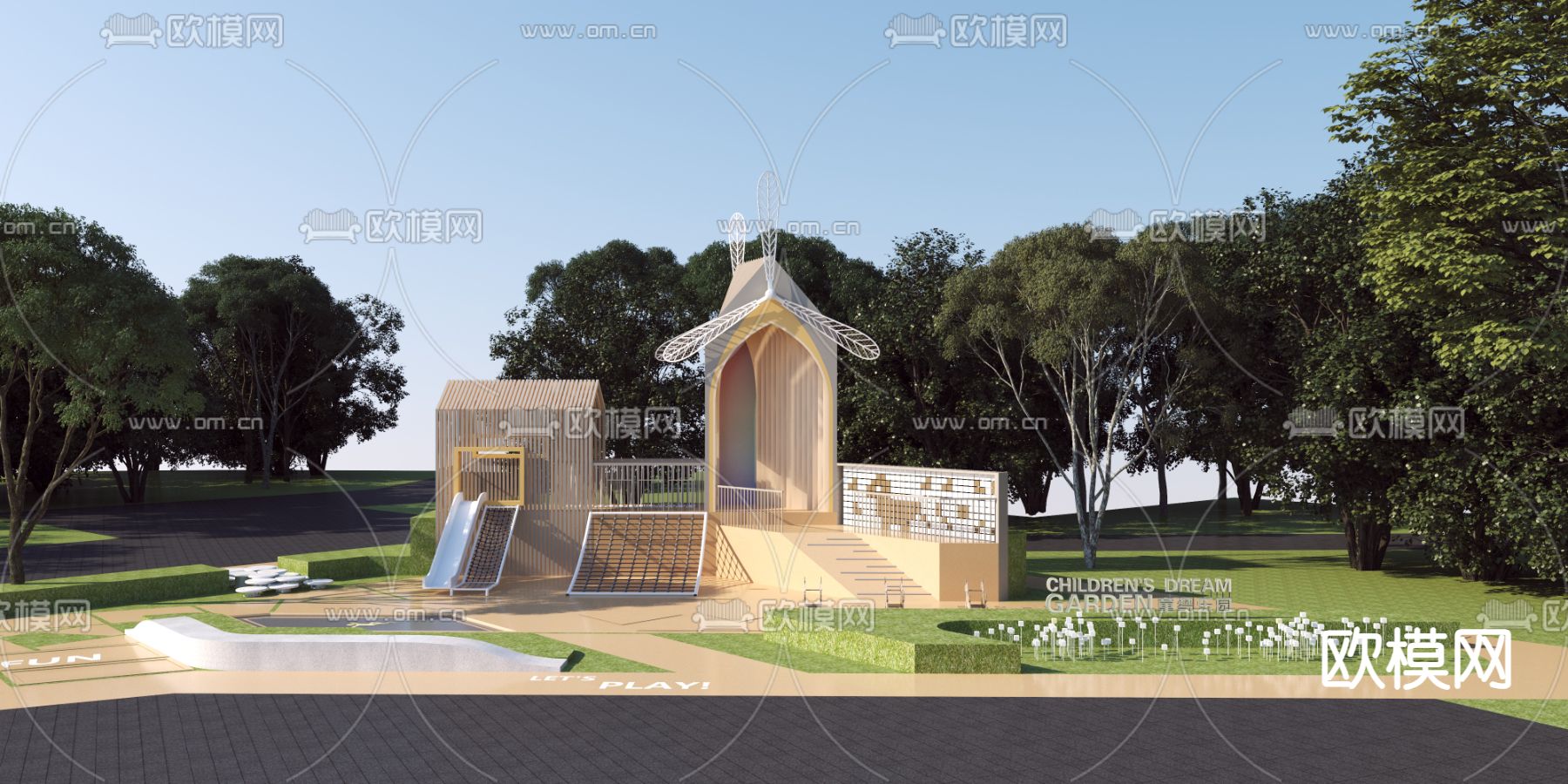 儿童游乐区 公园3d模型下载