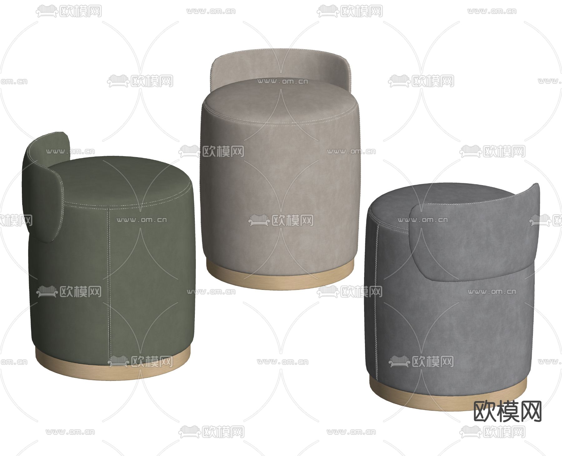 现代矮凳 梳妆凳su模型