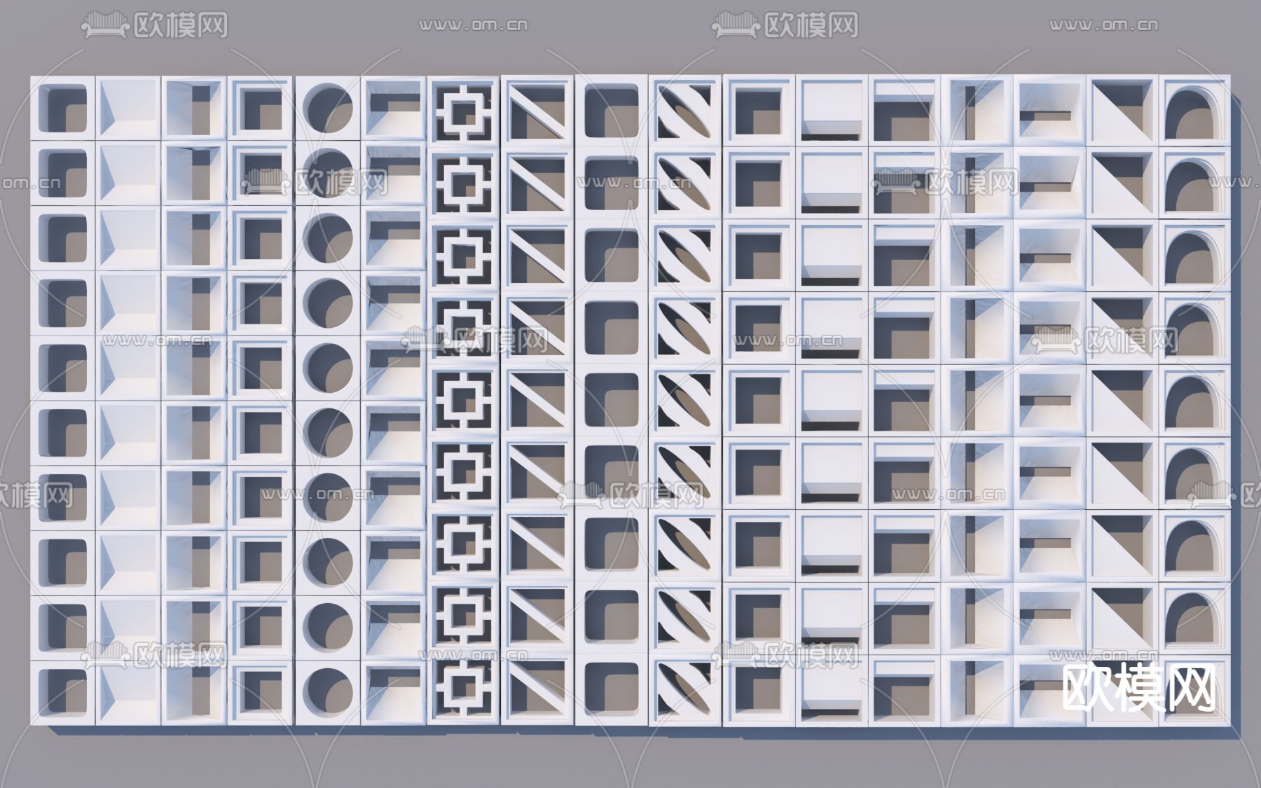 水泥砖隔断 镂空砖 空心砖3d模型下载