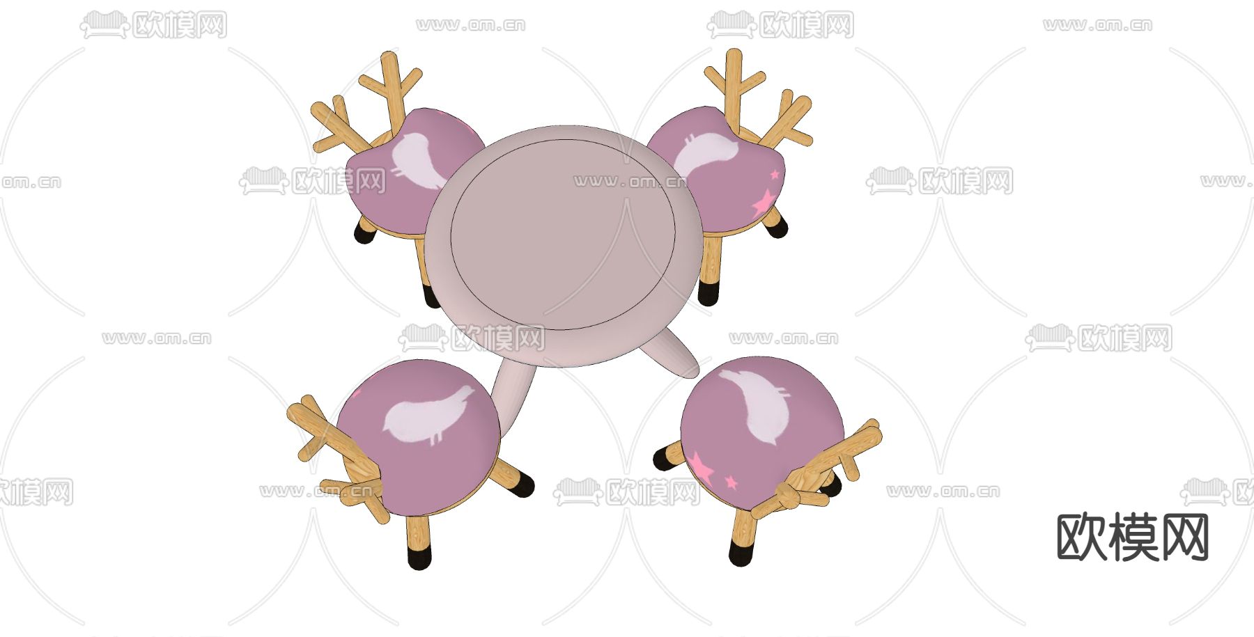 儿童休闲桌椅su模型下载（渲染图2）