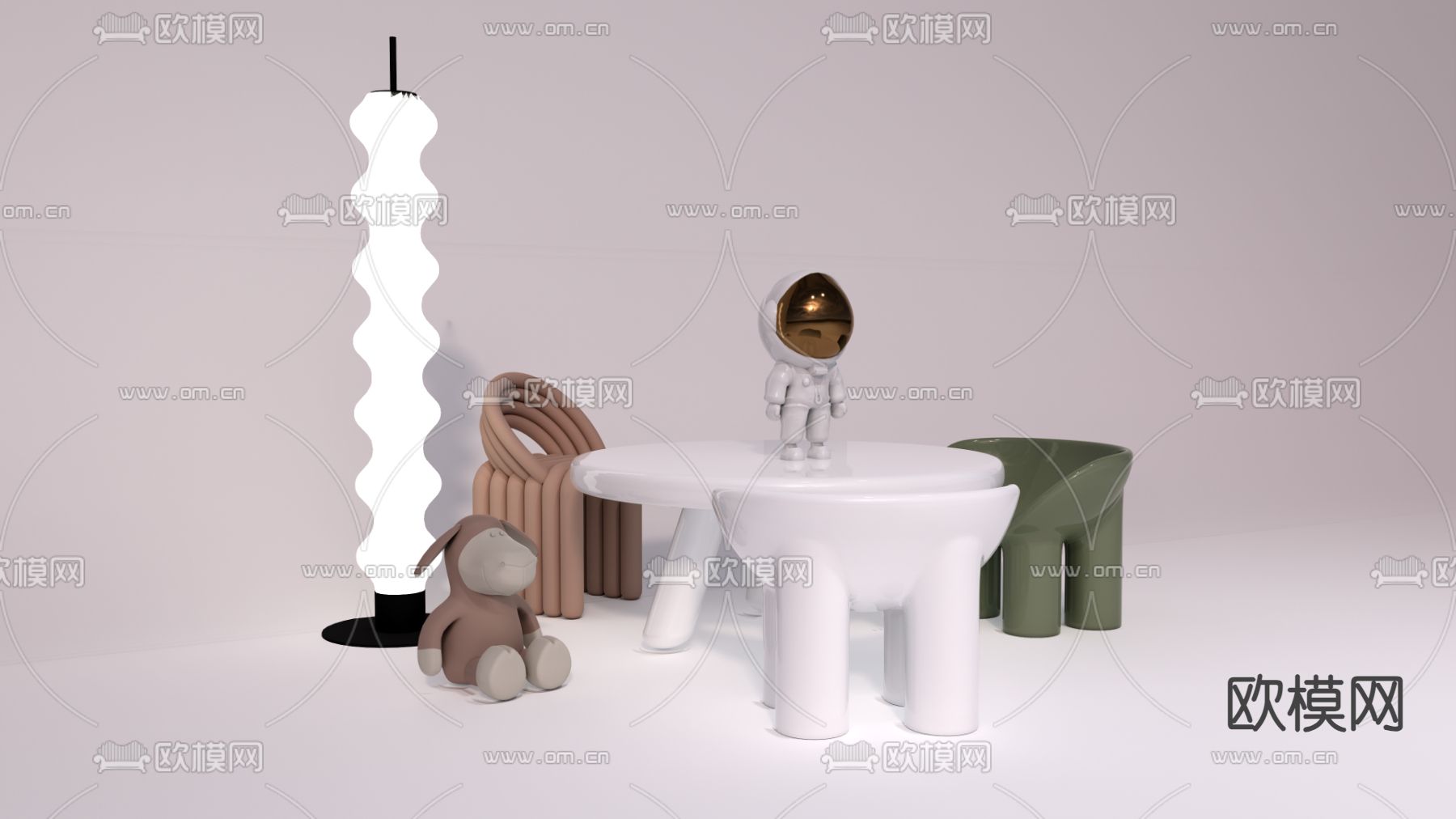 儿童休闲桌椅su模型下载（渲染图1）