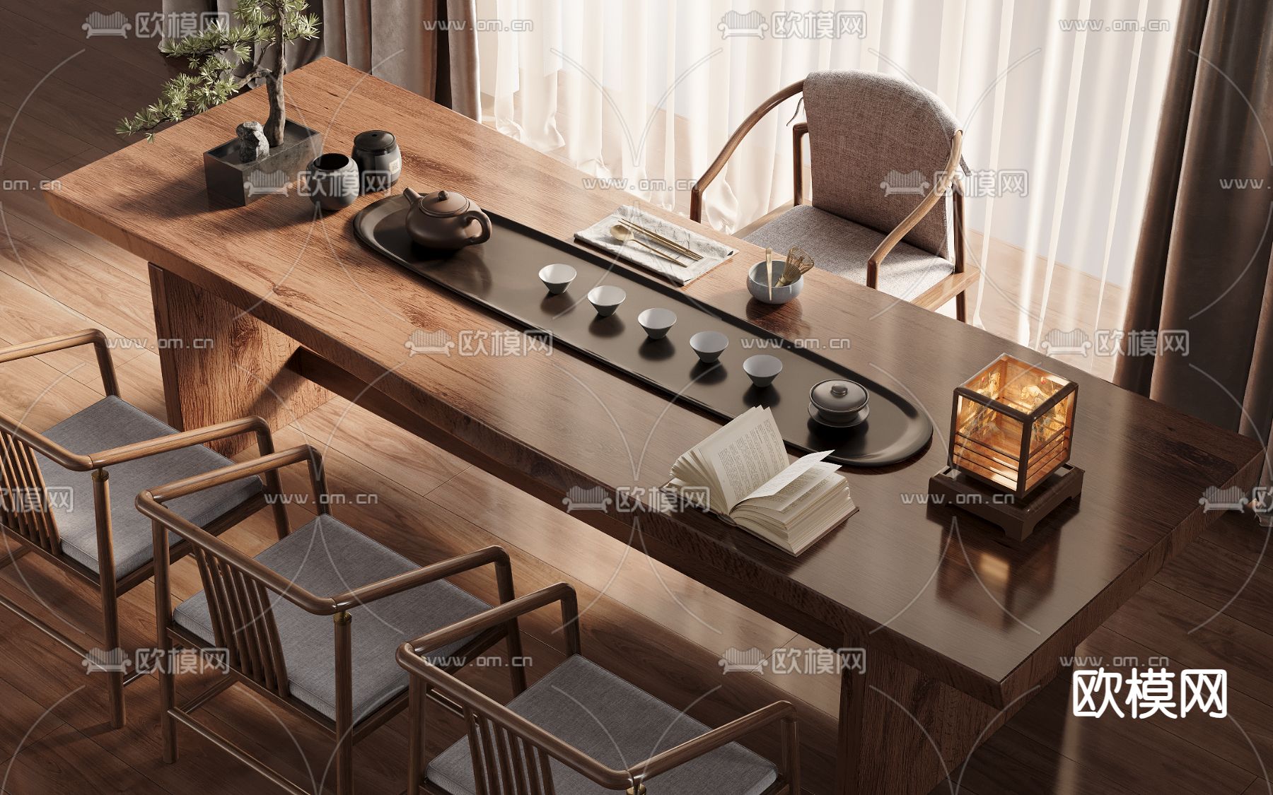 新中式茶桌 茶台3d模型