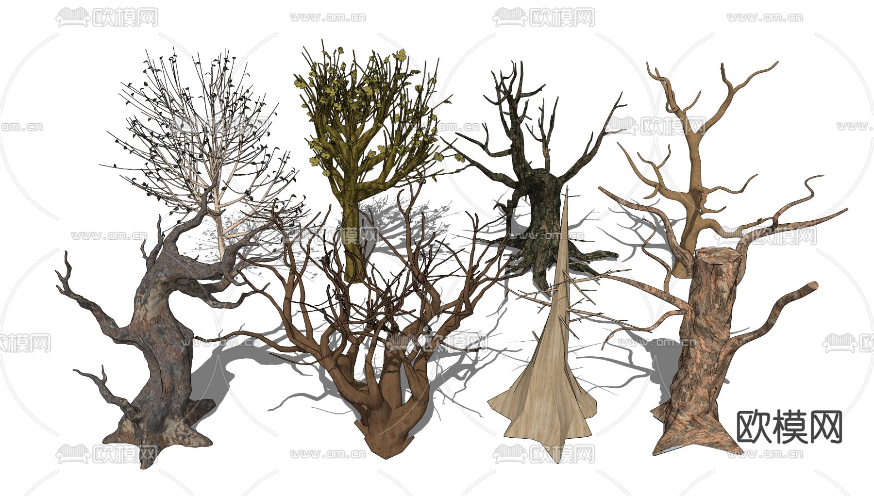 枯树木 树枝树杆su模型下载（渲染图1）