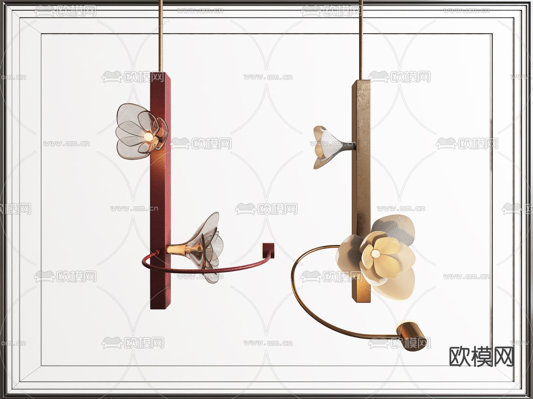 新中式吊灯 花朵吊灯3d模型下载_ID14278172_3dmax免费模型-欧模网