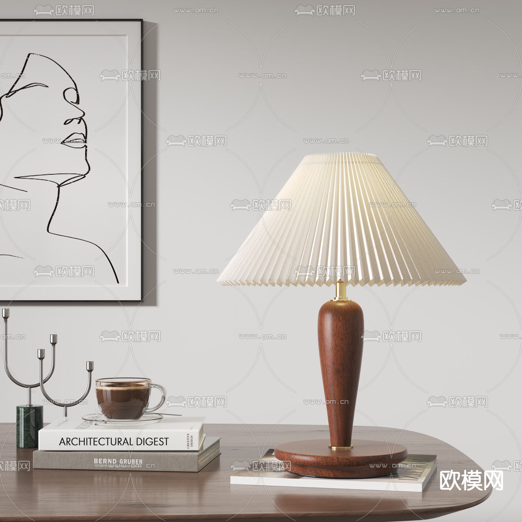 中古风台灯 折纸台灯3d模型下载