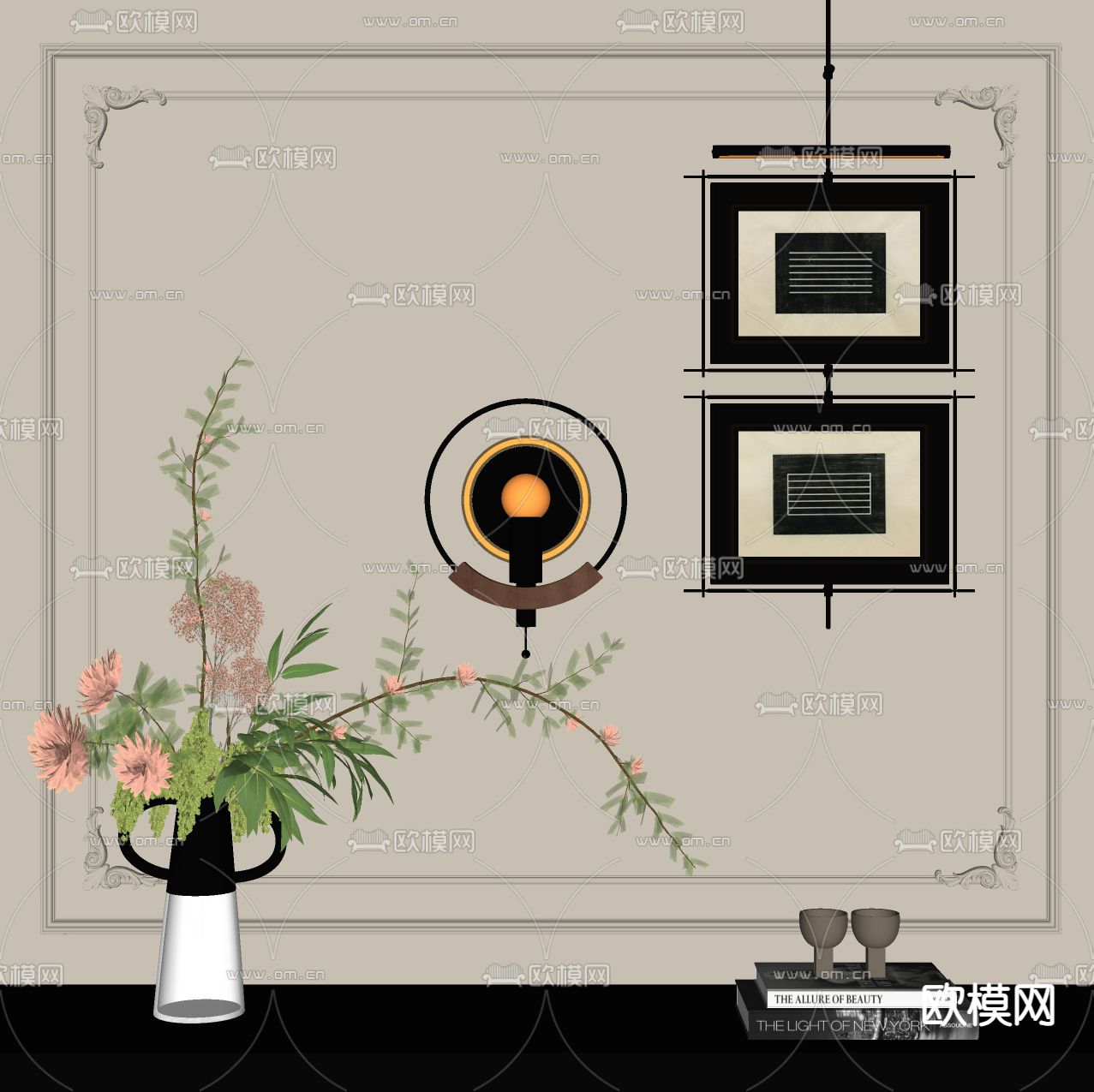 中古风装饰画su模型