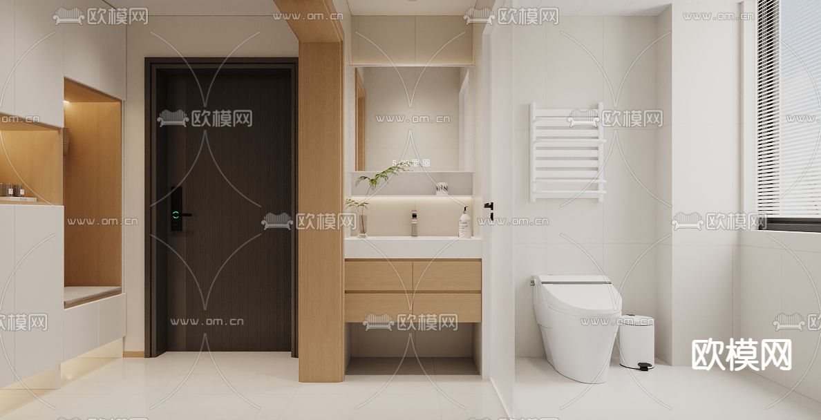 奶油风客厅 餐厅3d模型下载（渲染图3）