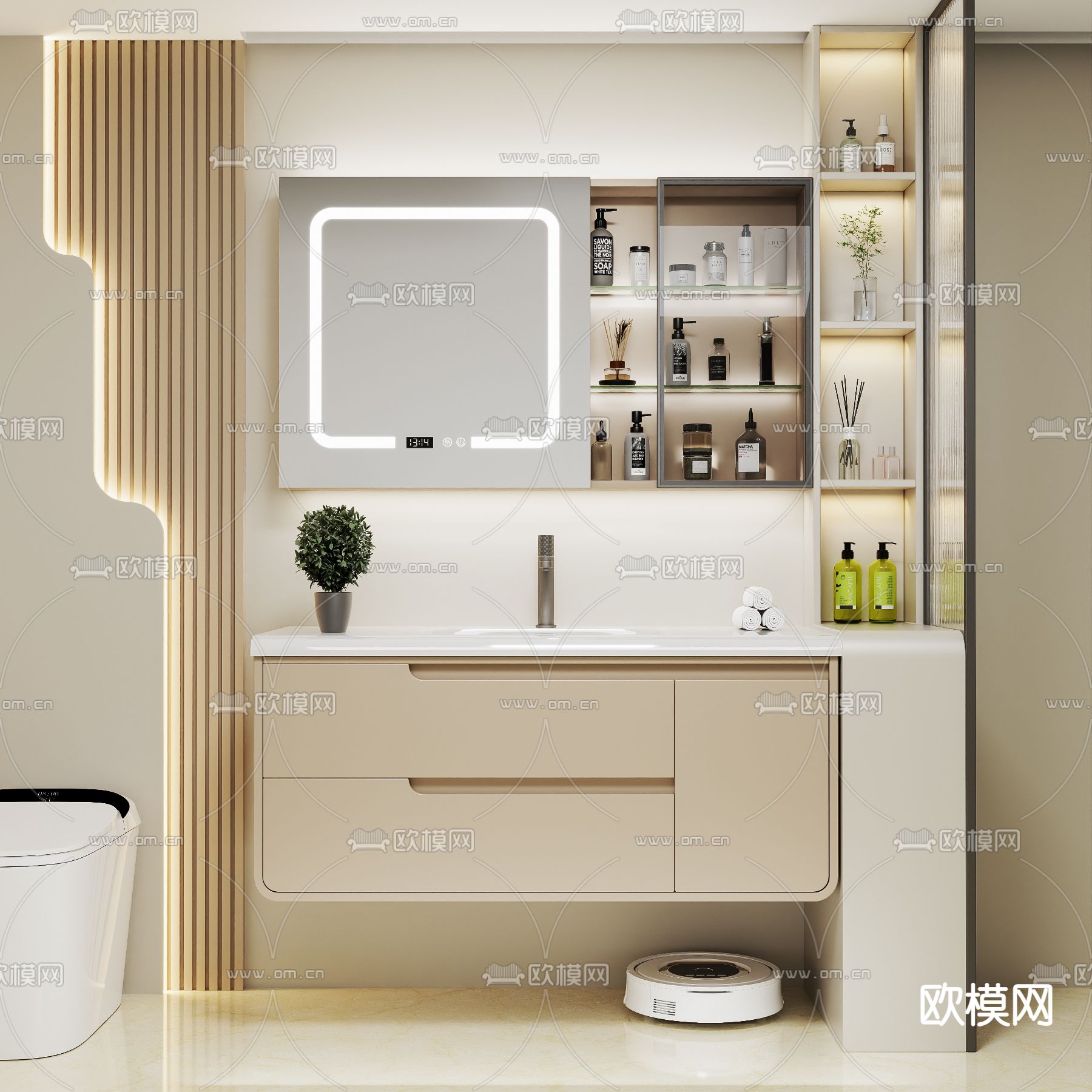 洗手台 镜柜 浴室柜3d模型下载（渲染图1）