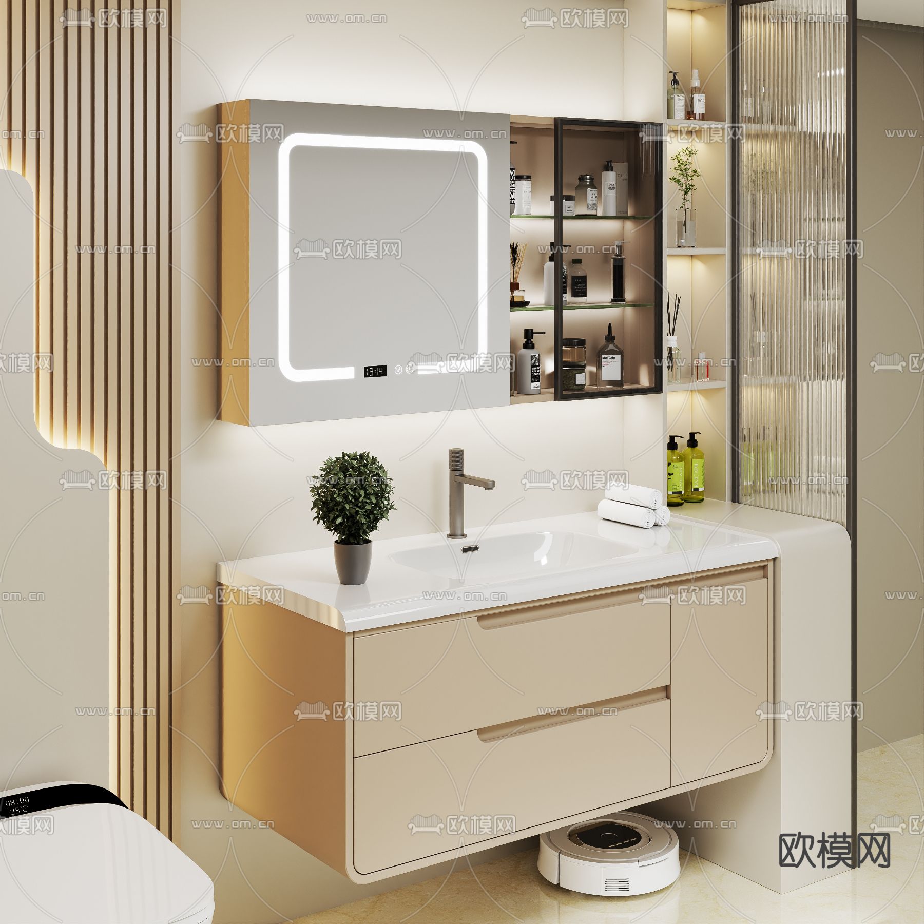 洗手台 镜柜 浴室柜3d模型下载（渲染图4）