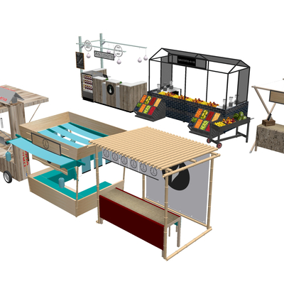  移动店面 商铺摊位su模型 