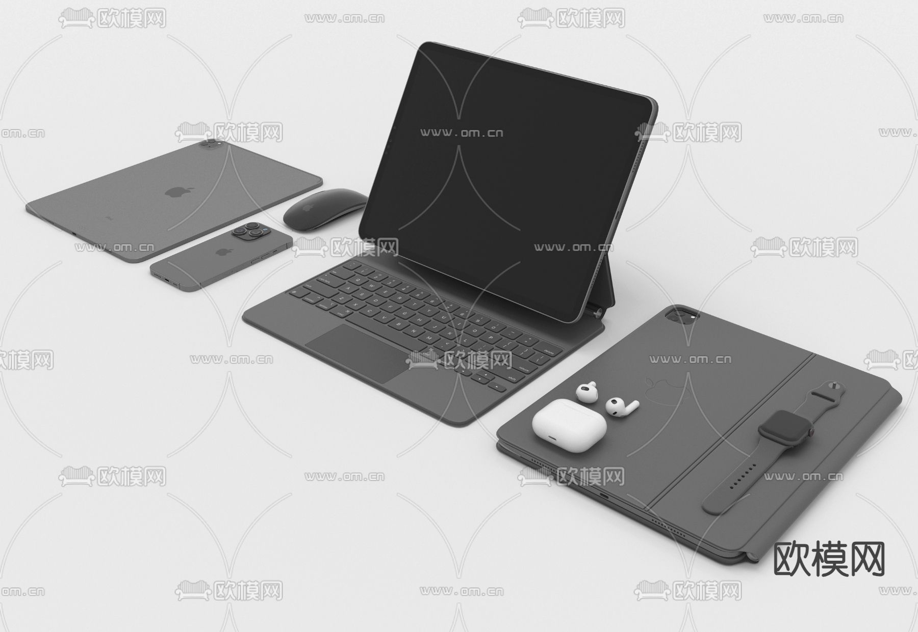 苹果电脑 平板 手机 手表su模型下载（渲染图1）
