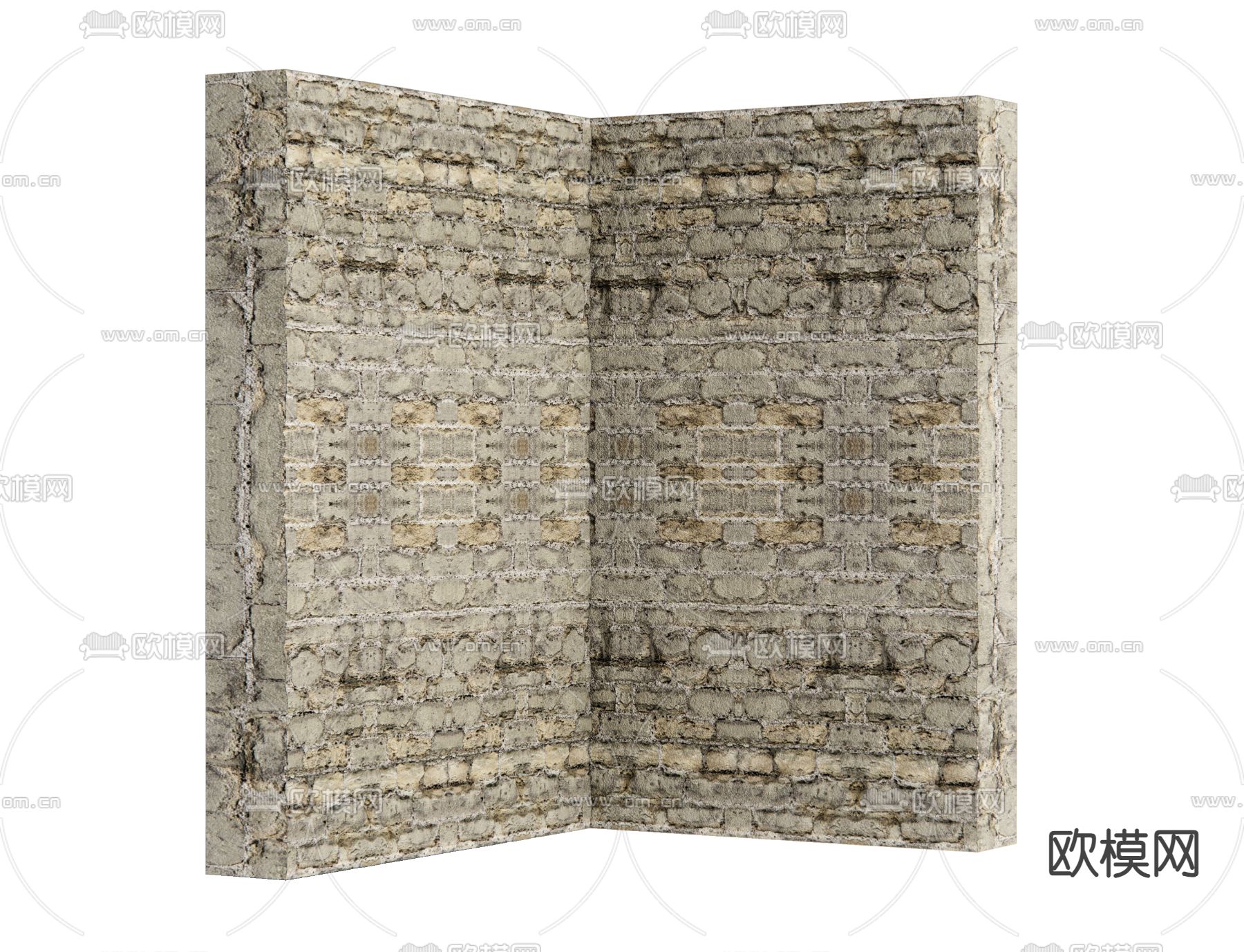 破损墙面 砖墙su模型下载（渲染图1）