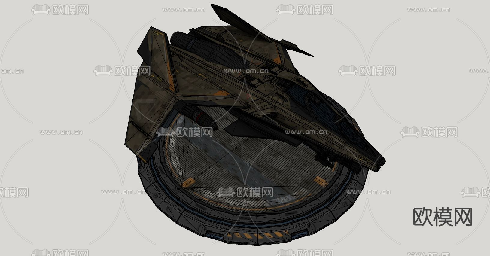 科幻飞行器 宇宙飞船 外星战舰su模型下载（渲染图2）