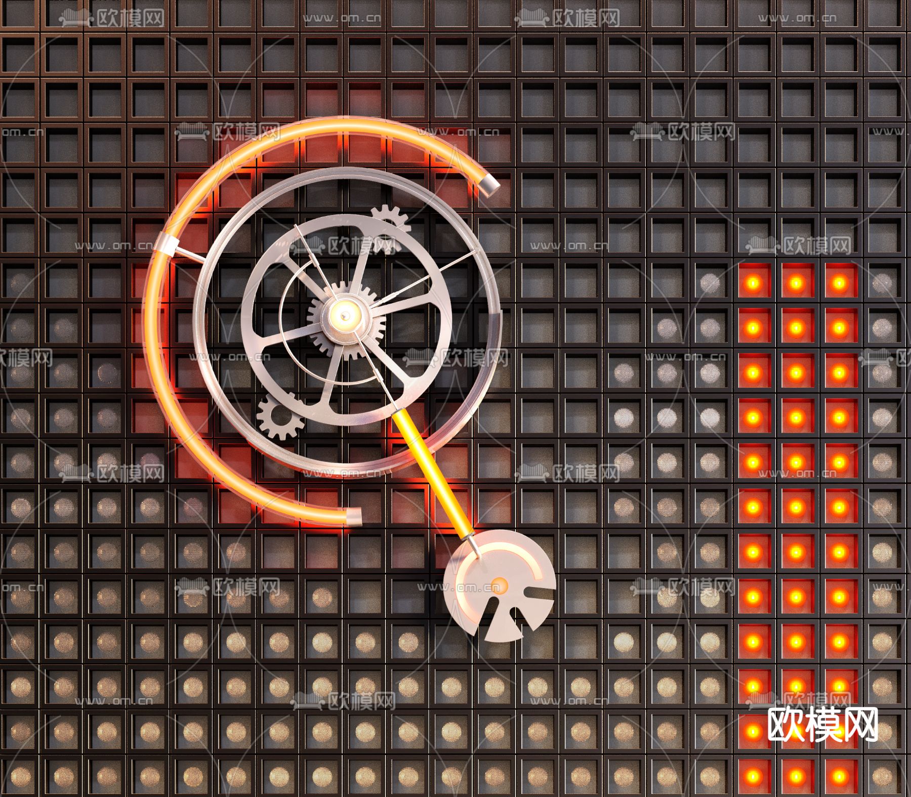 工业风齿轮壁灯su模型下载（渲染图1）