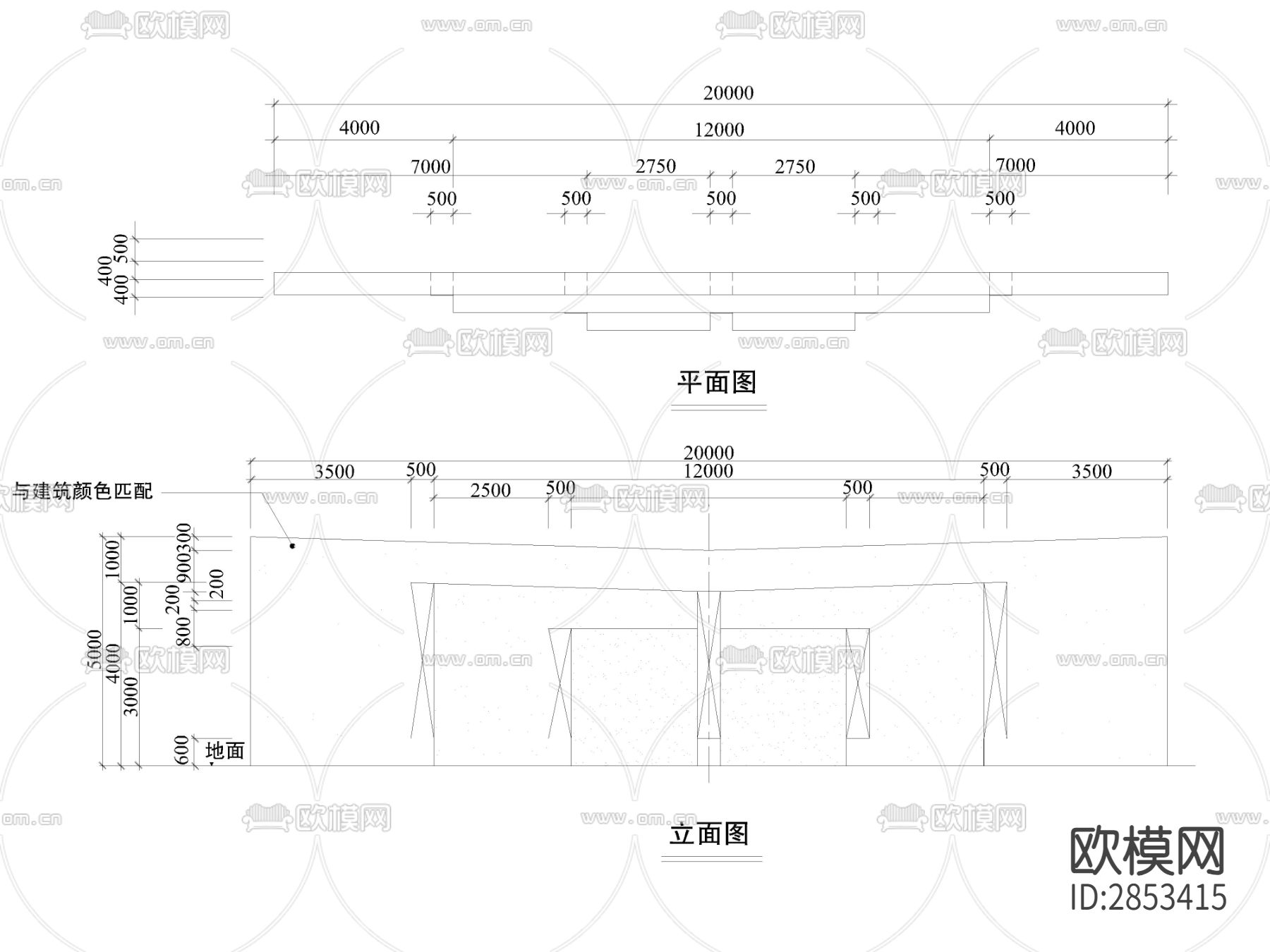 景墙cad大样图下载（渲染图2）