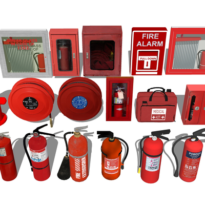  灭火器 消防管道su模型 