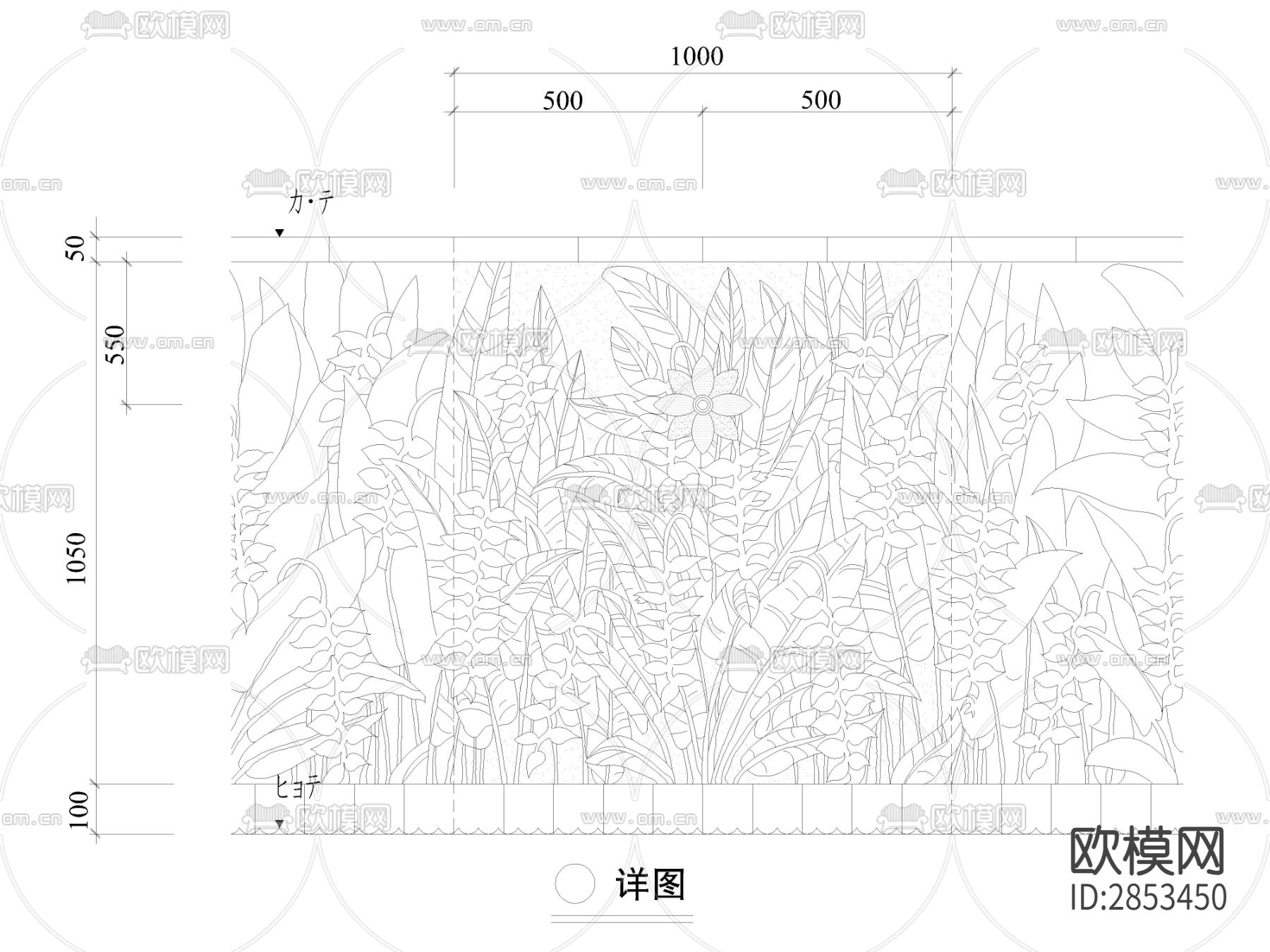 景墙cad大样图下载（渲染图2）