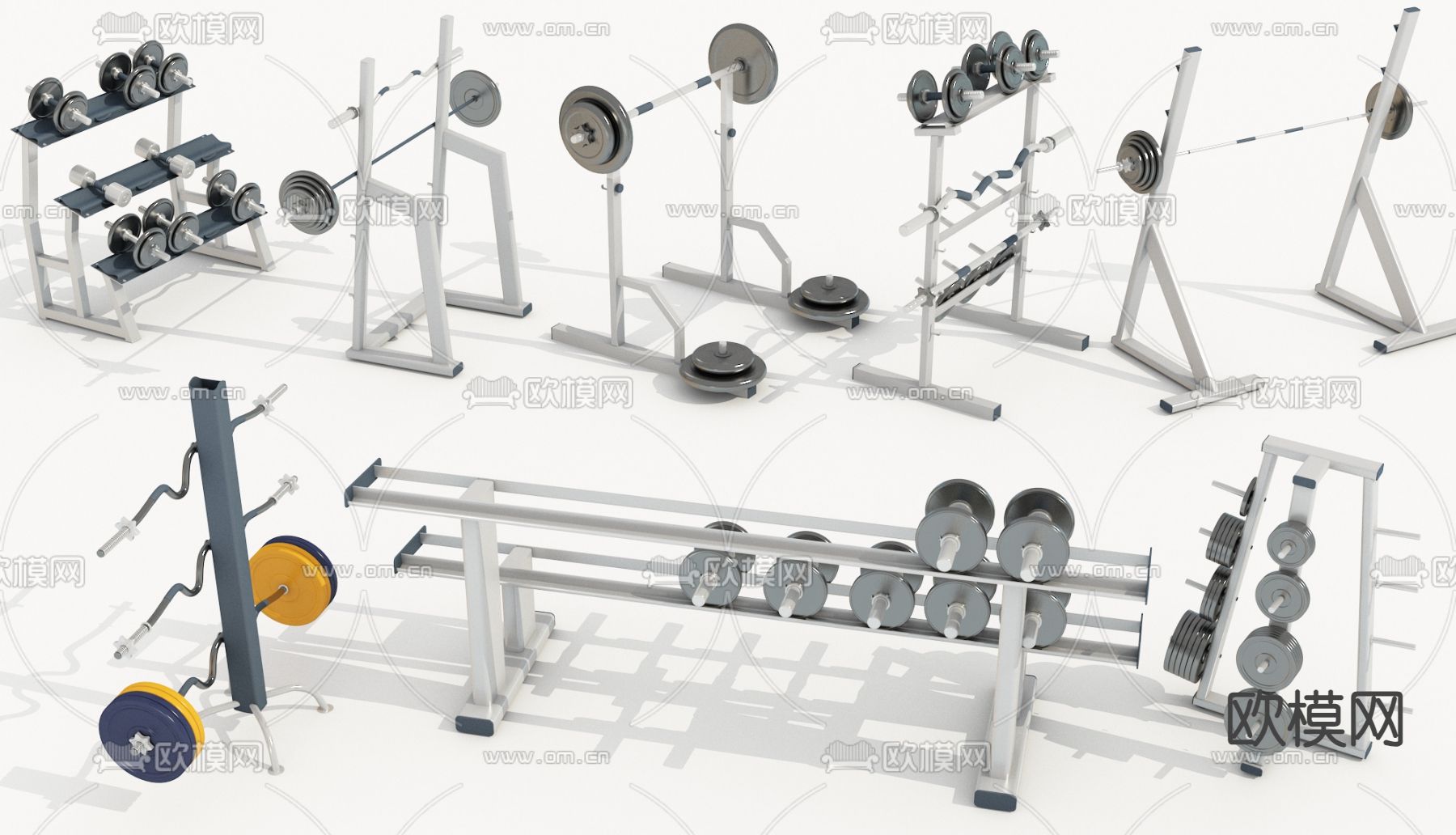健身器材 体能运动机 杠铃3d模型下载