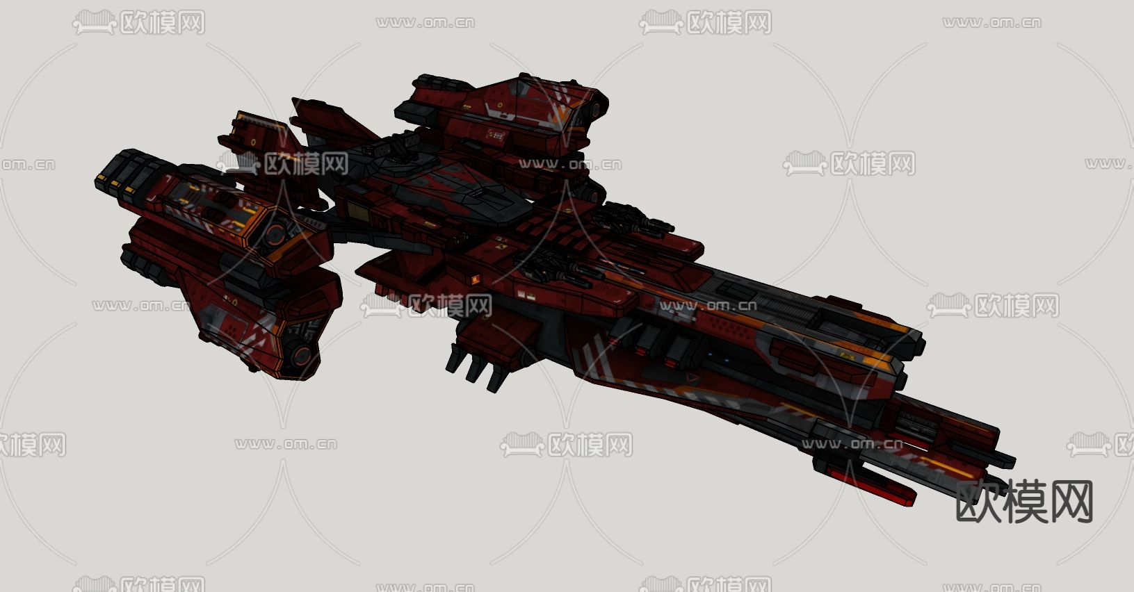 科幻飞行器 宇宙飞船 外星战舰su模型下载（渲染图2）