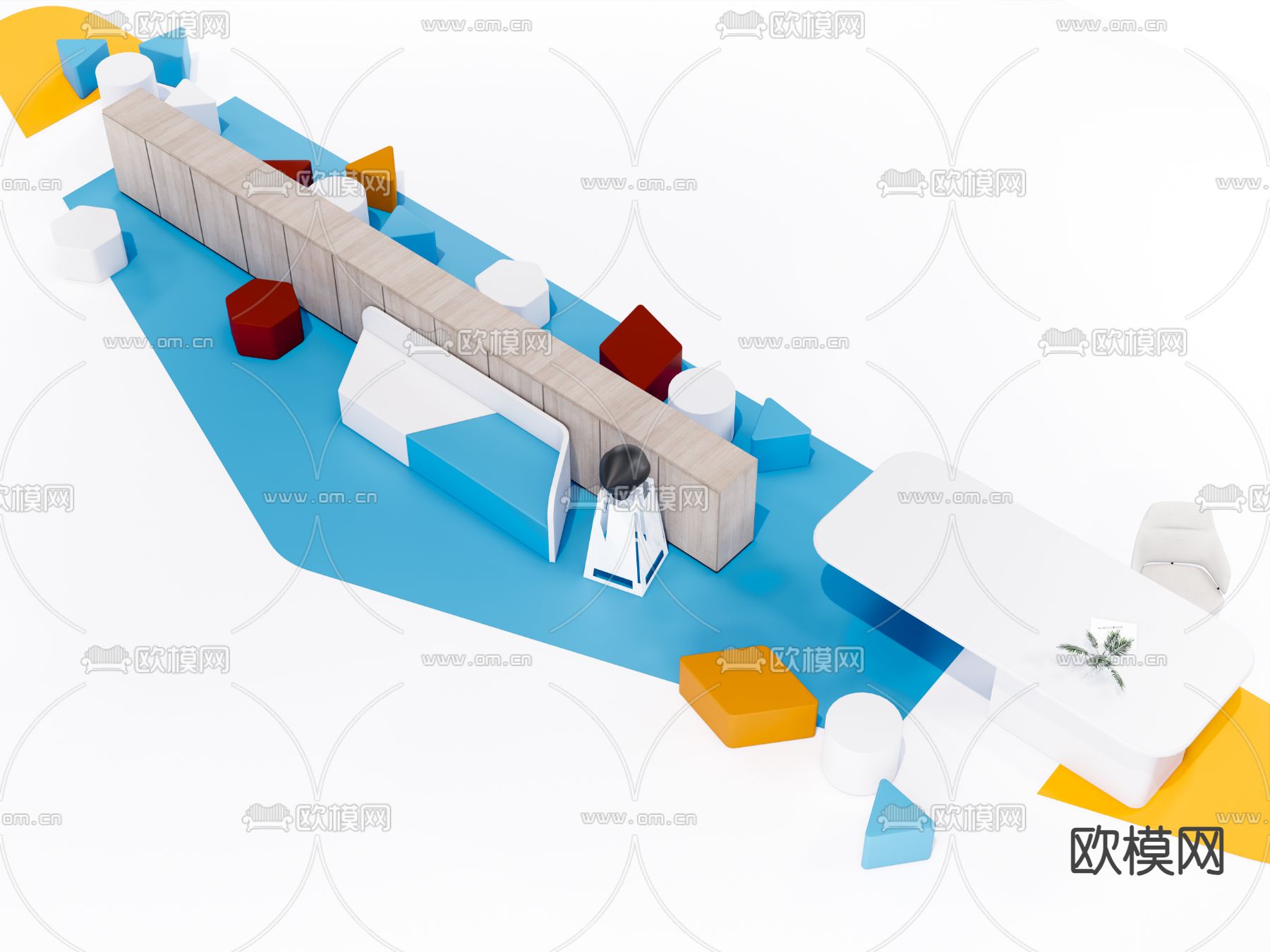 现代办公沙发su模型下载（渲染图2）