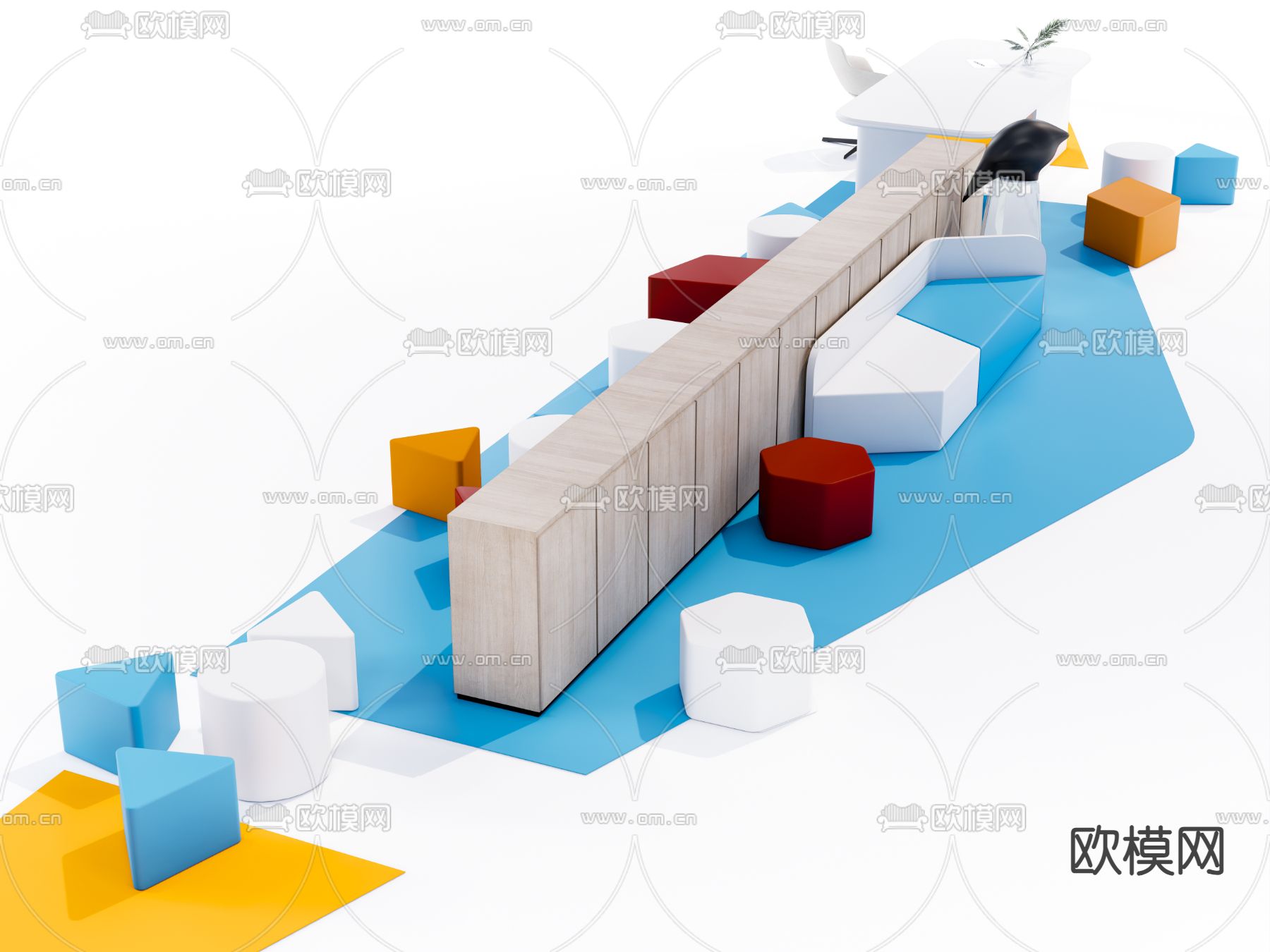 现代办公沙发su模型下载（渲染图4）