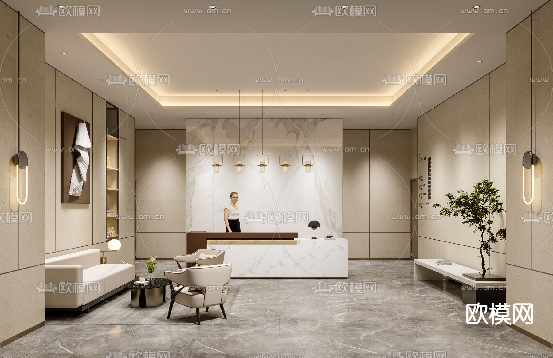 售楼部大厅3d模型下载